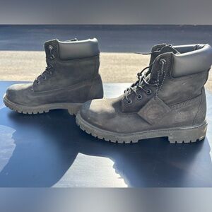 Timberland Kids 6” Premium Waterproof Boots Black Nubuck Size 5.5